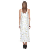 Christmas tree Christmas element Silver gold patte V-Neck Open Fork Long Dress