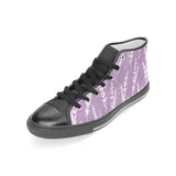 Lavender flowers purple pattern Women's High Top Canvas Shoes Black