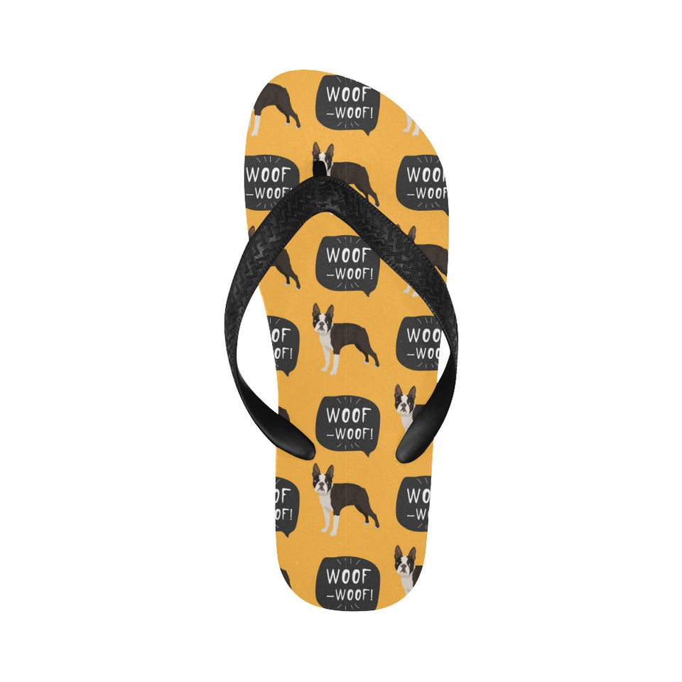 Boston terrier design pattern Unisex Flip Flops
