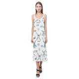 windmill pattern V-Neck Open Fork Long Dress