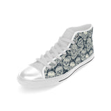 Sugar skull black white pattern Men's High Top Canvas Shoes White