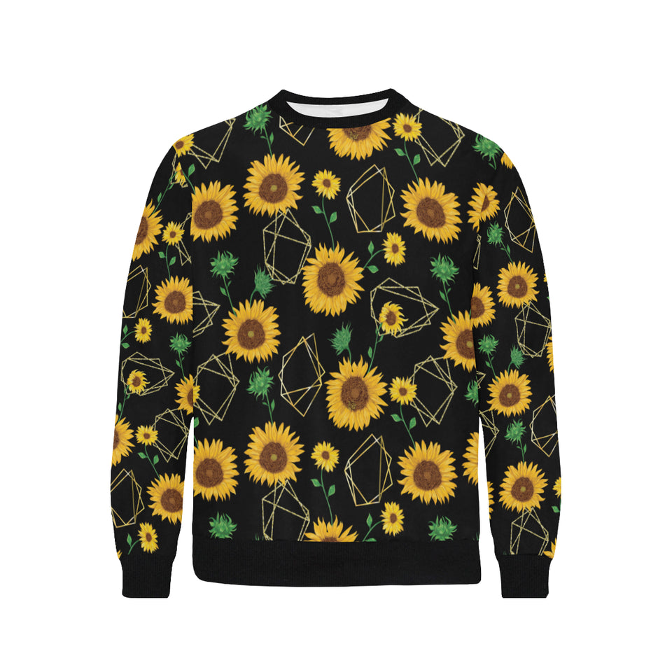 sunflower golden polygonal shapes Men's Crew Neck Sweatshirt