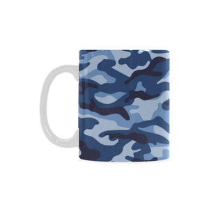 Blue camouflage pattern Classical White Mug (Fulfilled In US)