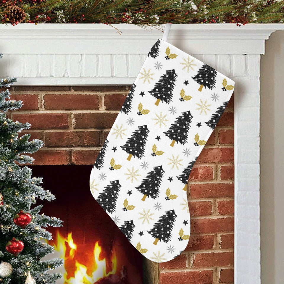 Christmas tree holly snow star pattern Christmas Stocking