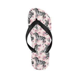 Zebra pink flower background Unisex Flip Flops