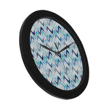zigzag  chevron blue pattern Elegant Black Wall Clock