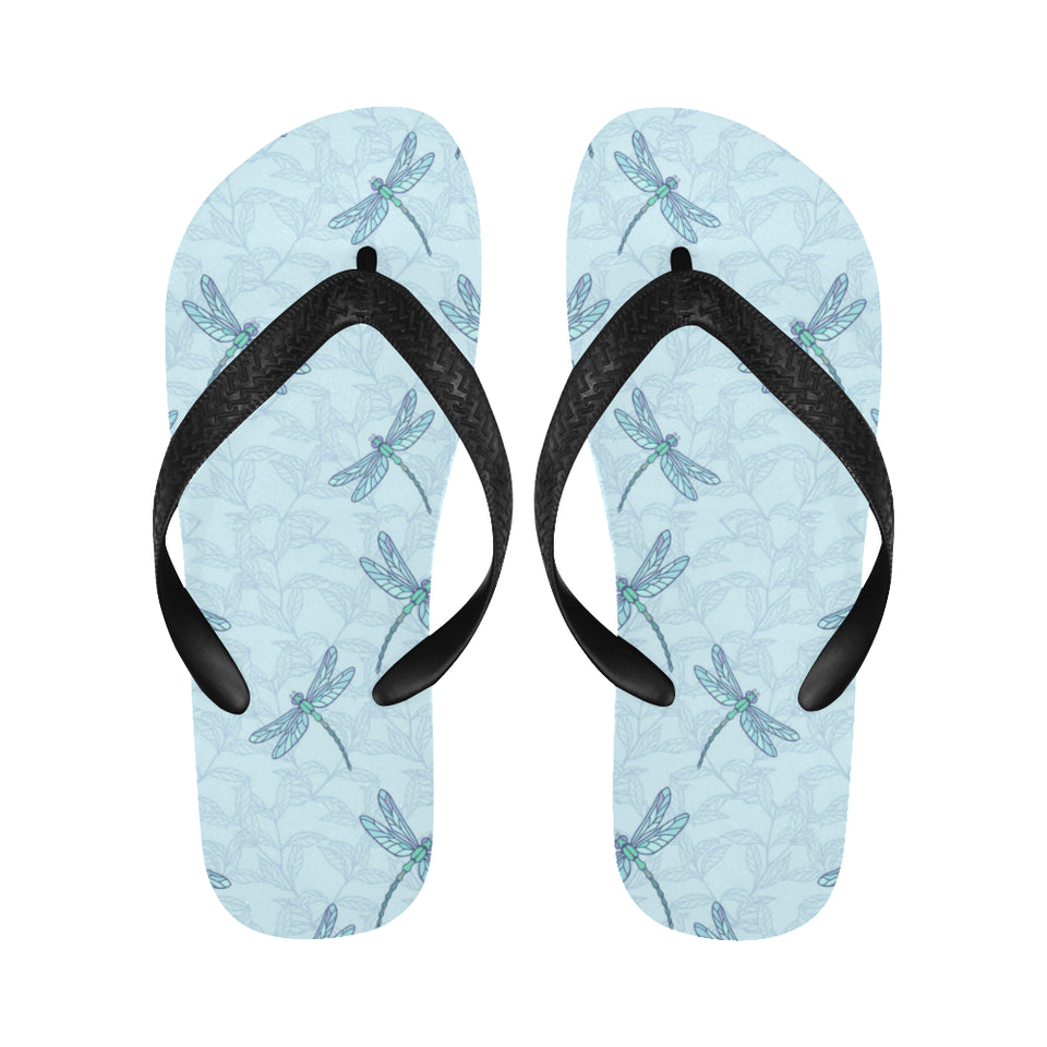 Dragonfly pattern blue background Unisex Flip Flops