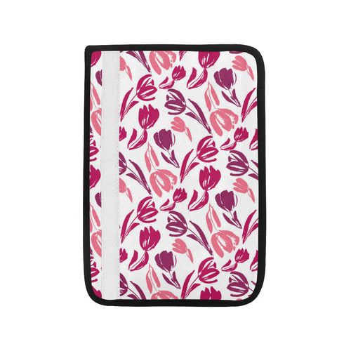 pink sketch tulip pattern Car Seat Belt Cover