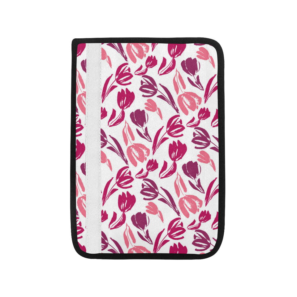 pink sketch tulip pattern Car Seat Belt Cover