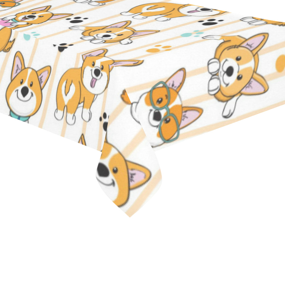 Cute dog corgi striped background pattern Tablecloth