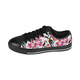 Toucan flower design pattern Men's Low Top Canvas Shoes Black