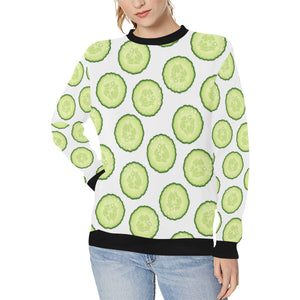 Cucumber slices pattern Women's Crew Neck Sweatshirt