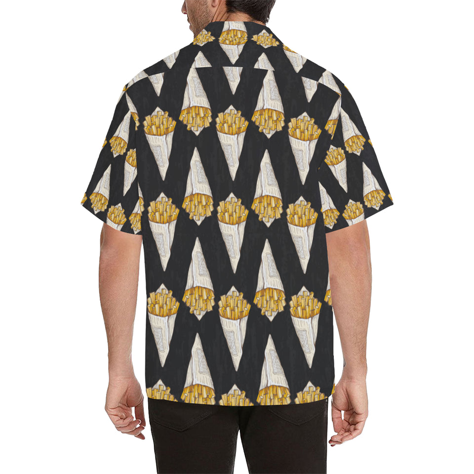French fries dark background Men's All Over Print Hawaiian Shirt
