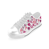 pink sketch tulip pattern Men's Low Top Shoes White