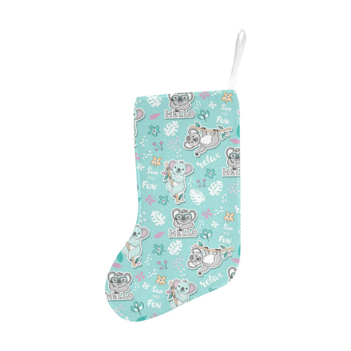 Cute koalas blue background pattern Christmas Stocking