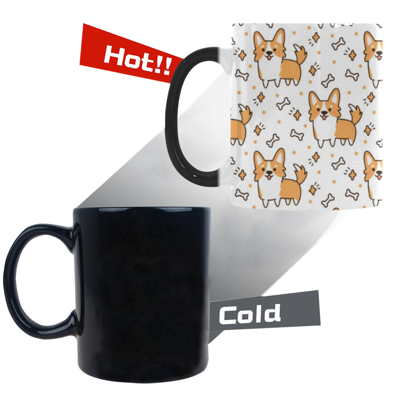 Cute corgi heart star bone pattern Morphing Mug Heat Changing Mug