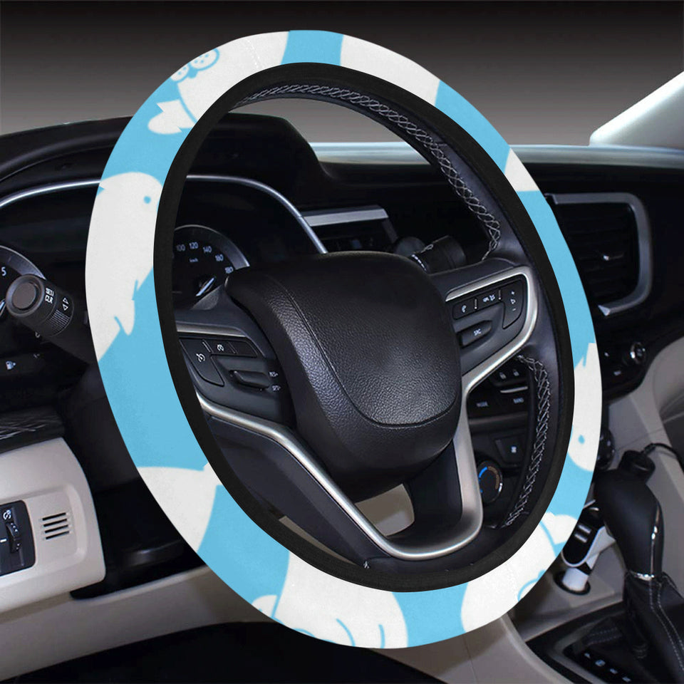 Cute white sea lion seals pattern Car Steering Wheel Cover