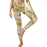 Cool Bee honeycomb leaves pattern Women's Legging Fulfilled In US