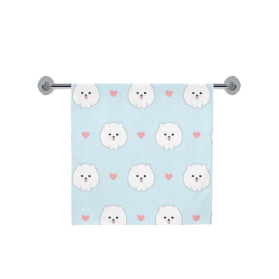 White cute pomeranian pattern Bath Towel