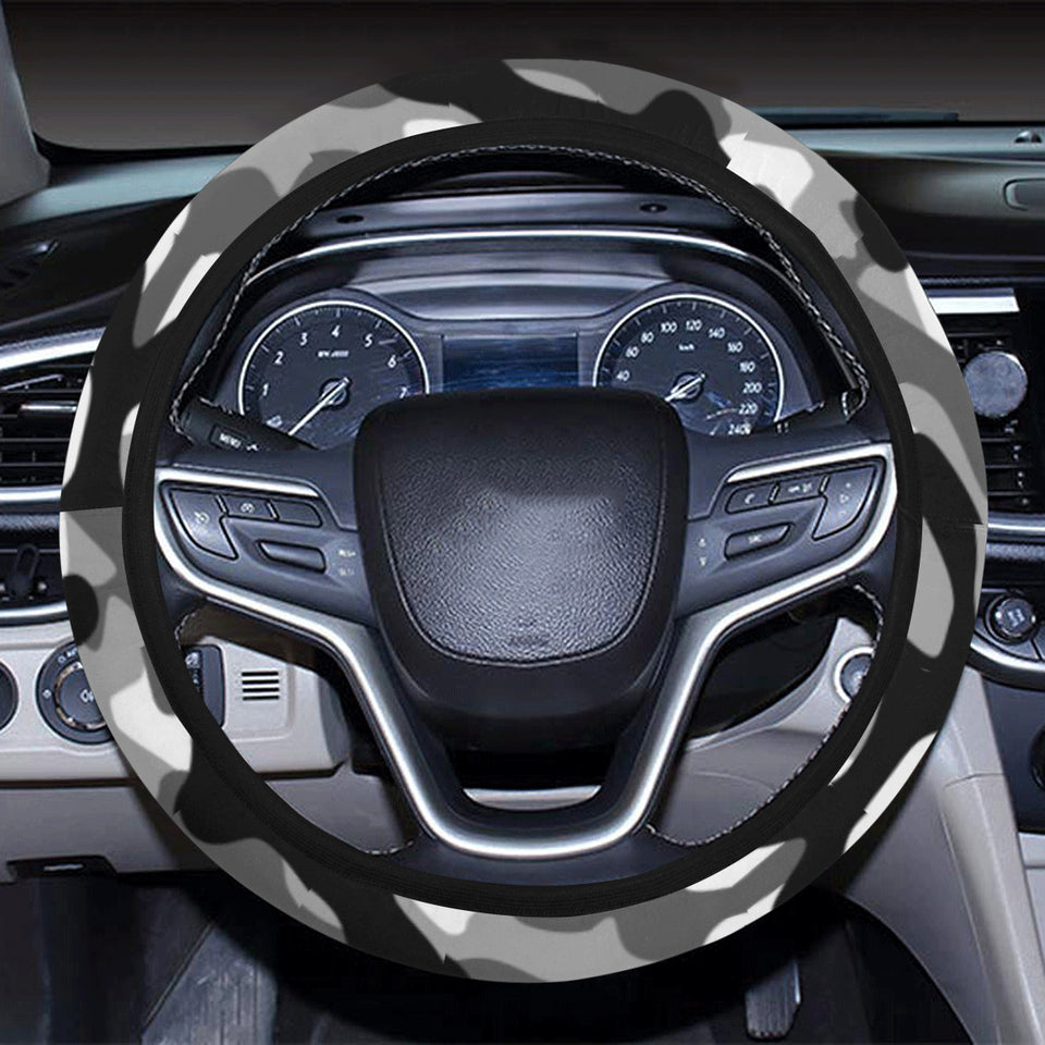 Black white camouflage pattern Car Steering Wheel Cover