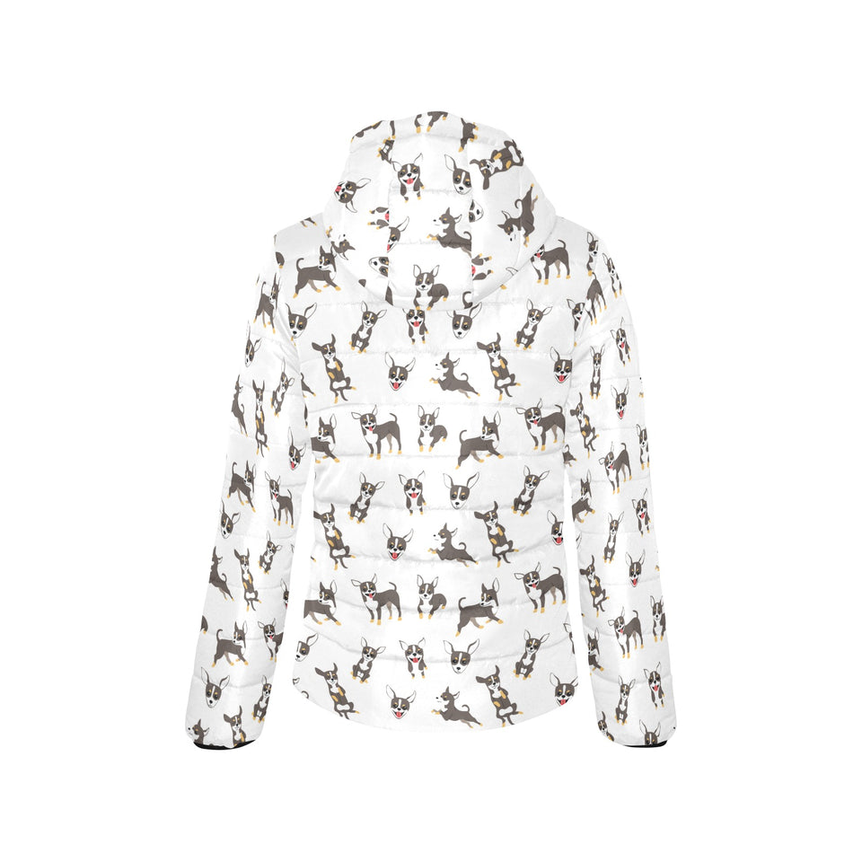 Chihuahua dog pattern Women's Padded Hooded Jacket