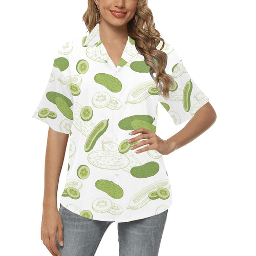 Cucumber sketch pattern Women's All Over Print Hawaiian Shirt
