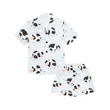 Cute cows pattern Kids' Boys' Girls' V-Neck Short Pajama Set