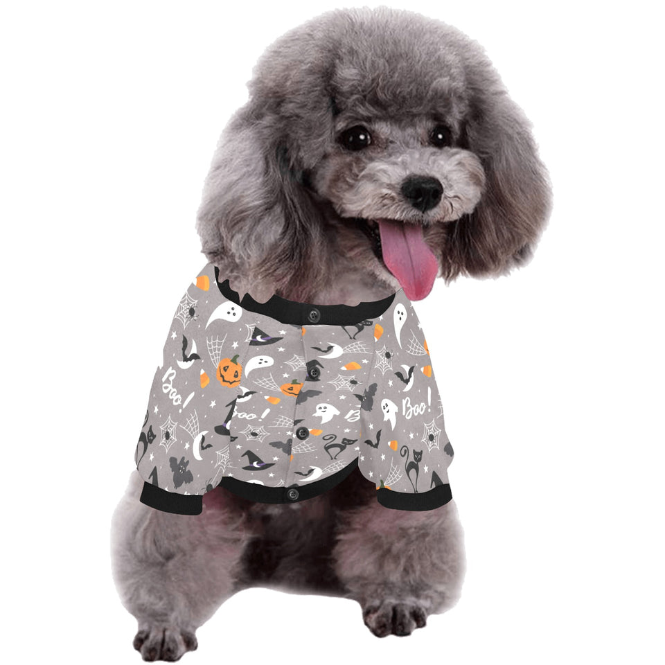 Halloween design pattern All Over Print Pet Dog Round Neck Fuzzy Shirt
