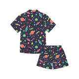 colorful space pattern planet star Kids' Boys' Girls' V-Neck Short Pajama Set