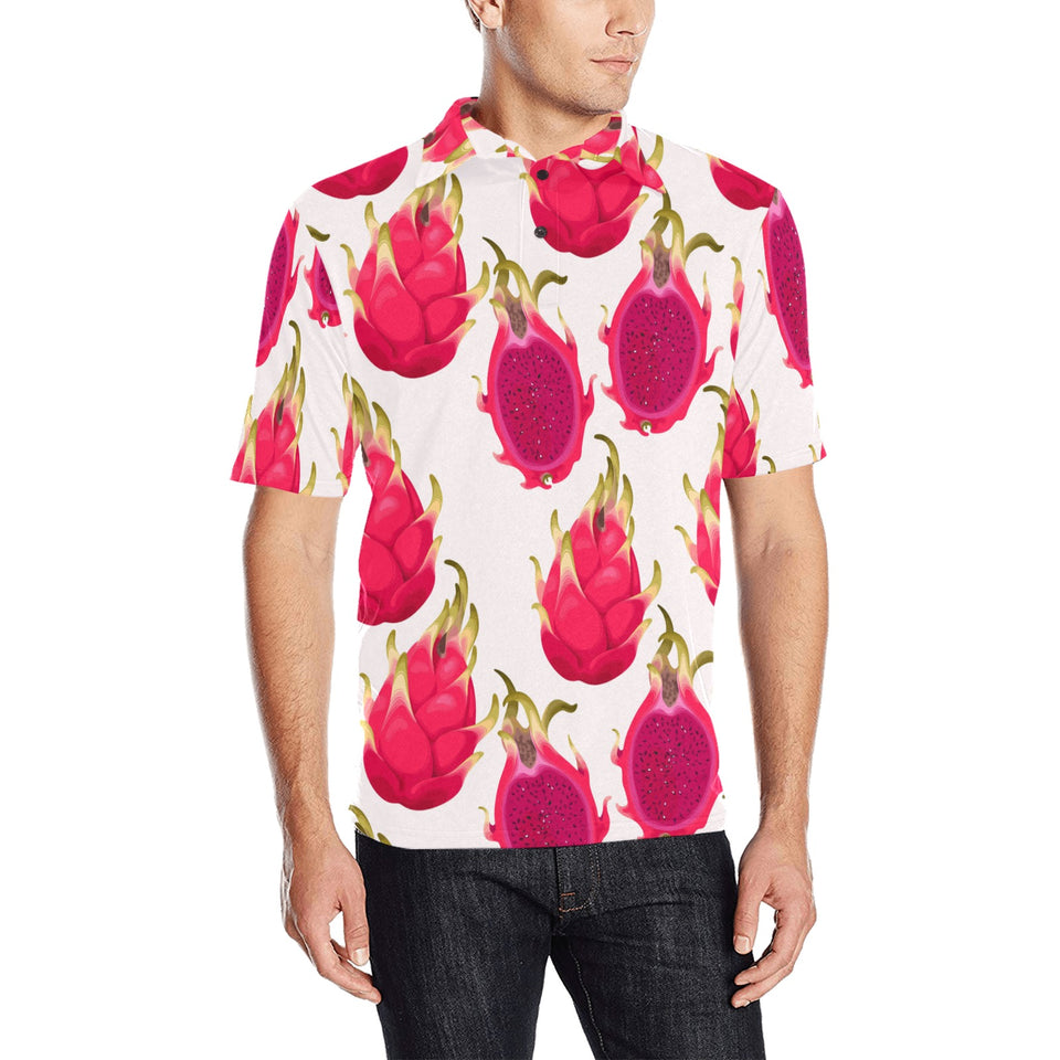 dragon fruits design pattern Men's All Over Print Polo Shirt