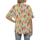 Colorful ice cream pattern Women's All Over Print Hawaiian Shirt