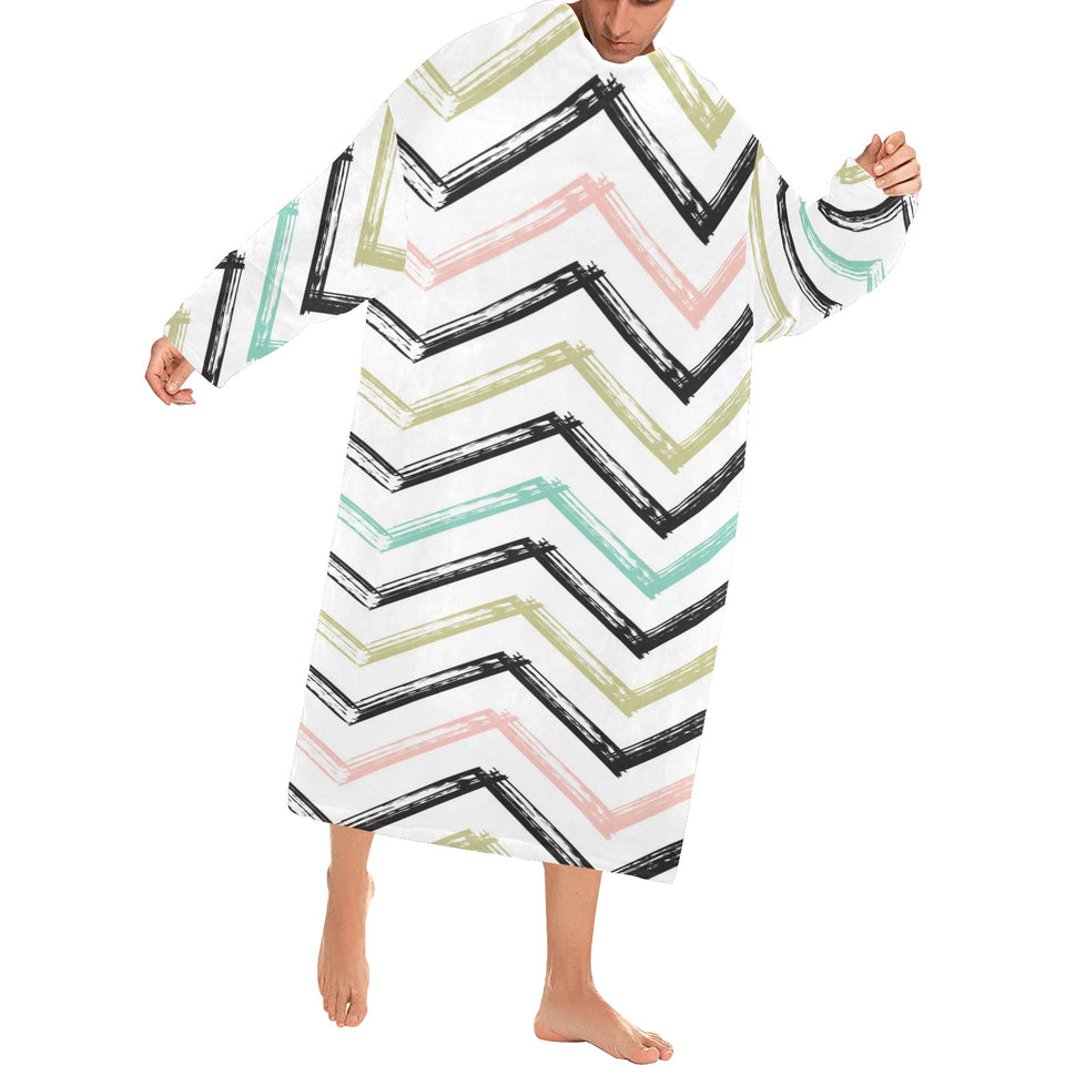 zigzag chevron paint pattern Blanket Robe with Sleeves