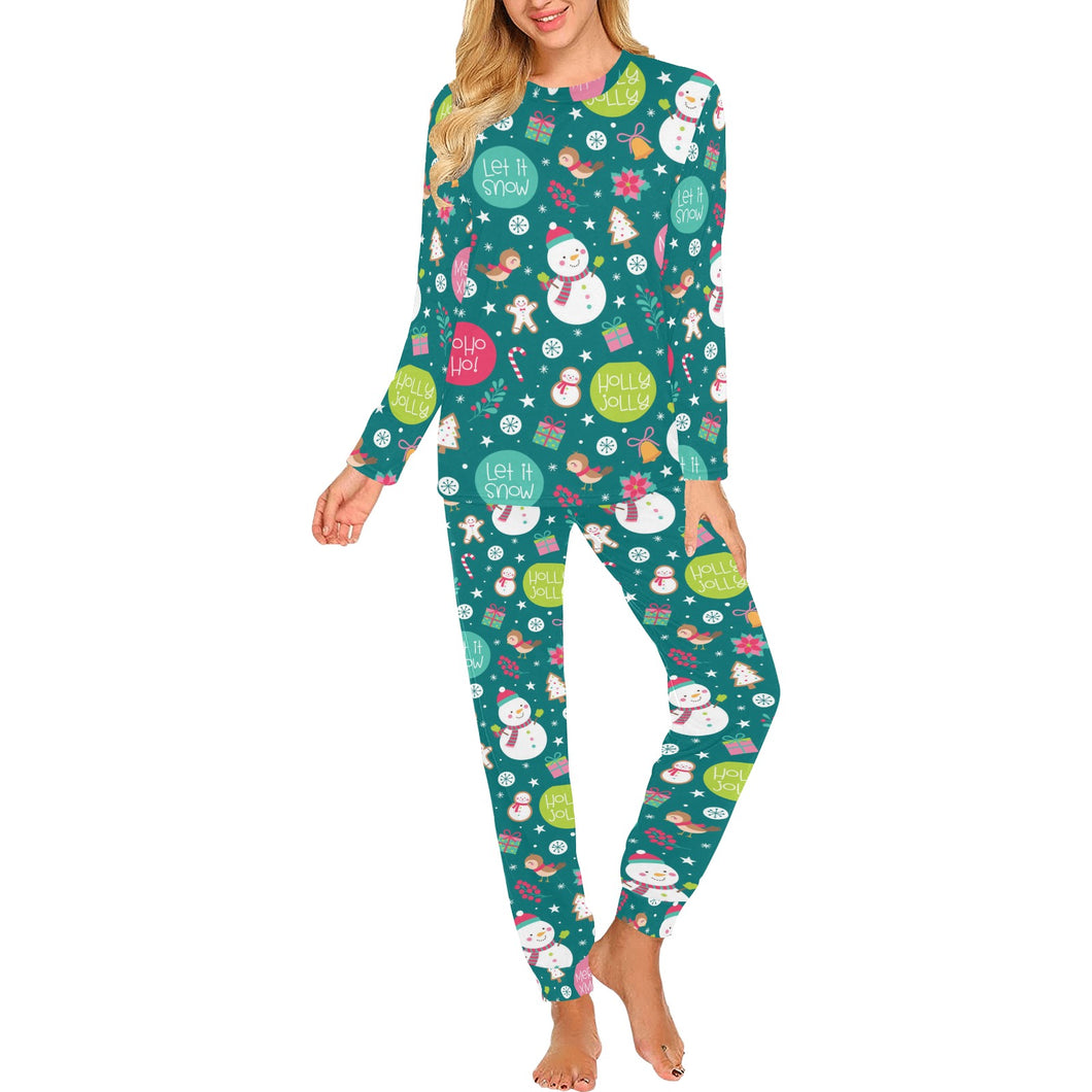 Snowman bird decorative elements christmas pattern Women's All Over Print Pajama Set