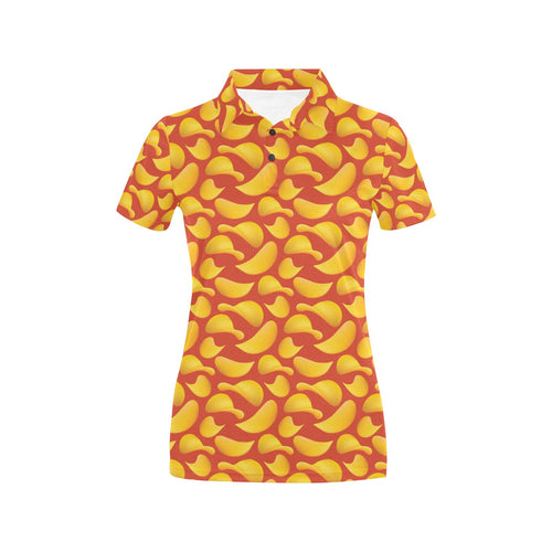 Potato Chips Pattern Print Design 05 Women's All Over Print Polo Shirt