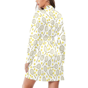 Tennis Pattern Print Design 02 Women's Long Sleeve Belted Night Robe