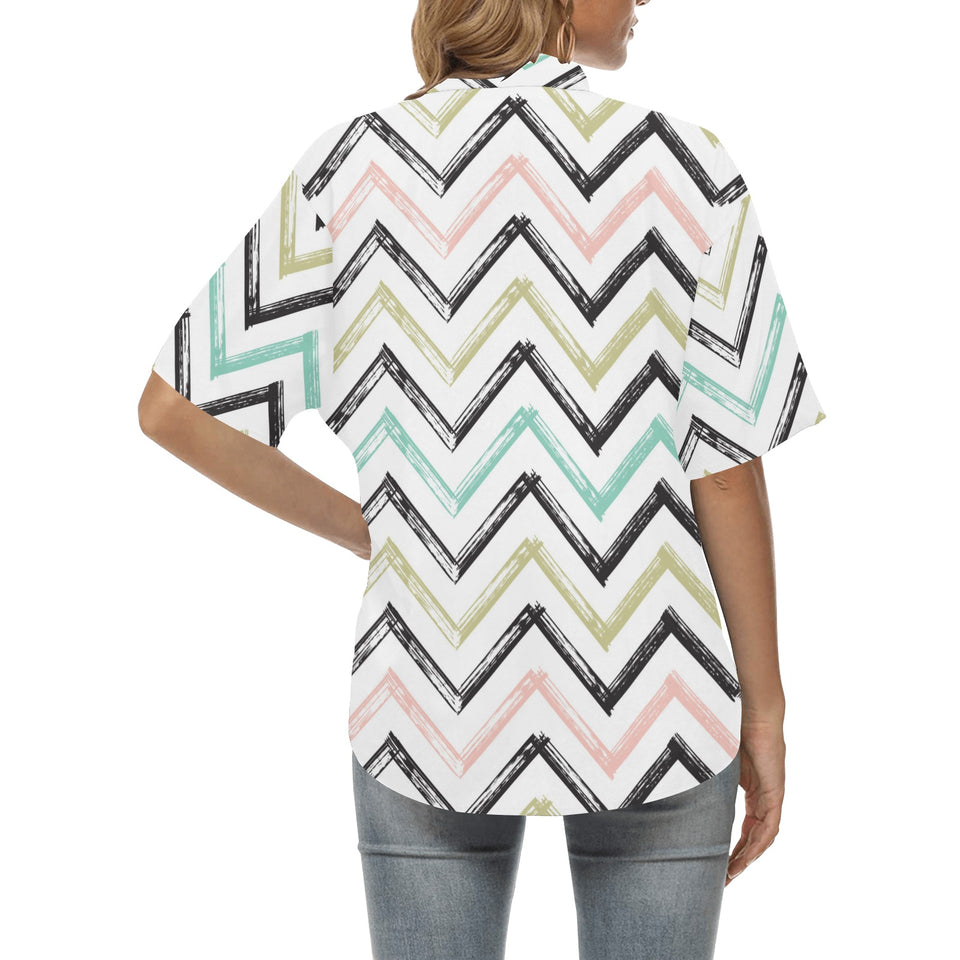 zigzag  chevron paint pattern Women's All Over Print Hawaiian Shirt