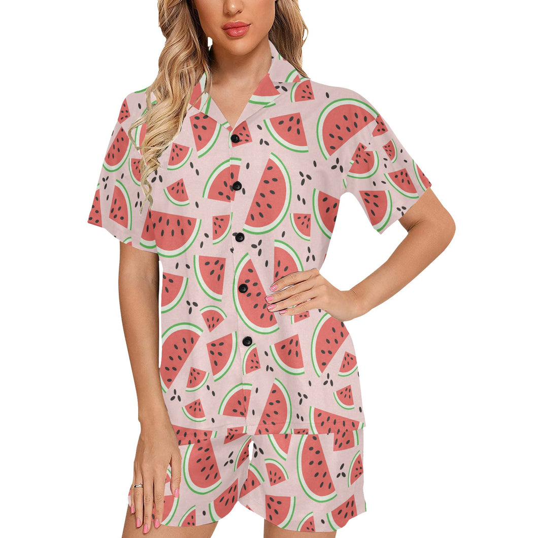 Watermelon pattern Women's V-Neck Short Pajama Set