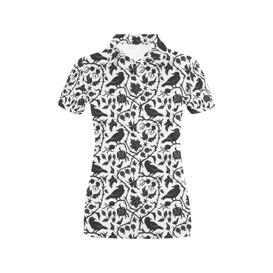 Crow dark floral pattern Women's All Over Print Polo Shirt