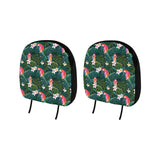 Parrot Palm tree leaves flower hibiscus pattern Car Headrest Cover