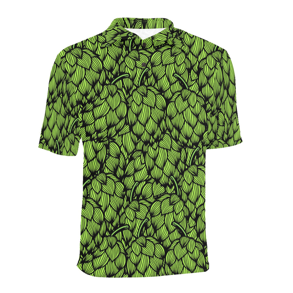 Green hop pattern Men's All Over Print Polo Shirt