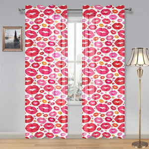 Lips Pattern Print Design 01 Gauze Curtain