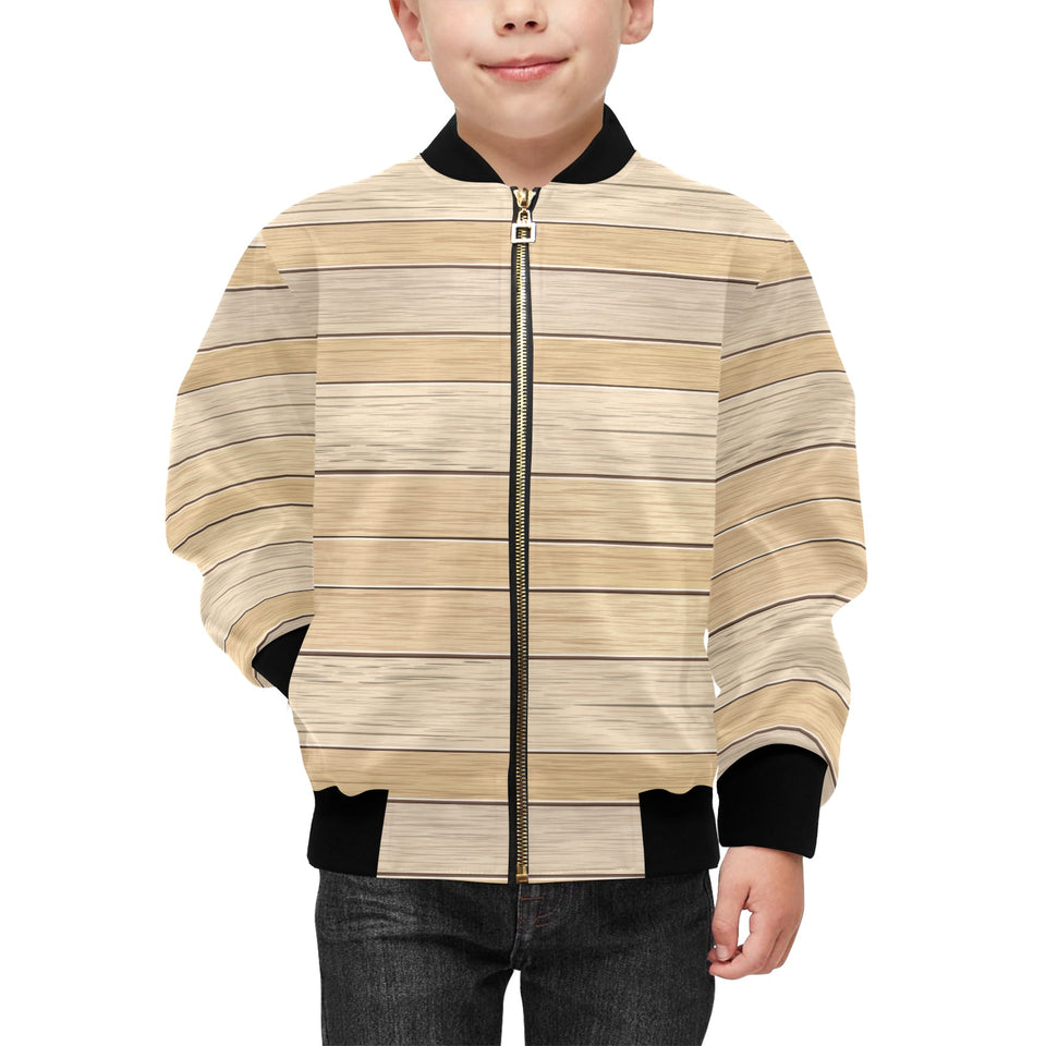 Wood Printed Pattern Print Design 01 Kids' Boys' Girls' Bomber Jacket