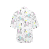 Cute elephant mouse pattern Women's All Over Print Hawaiian Shirt