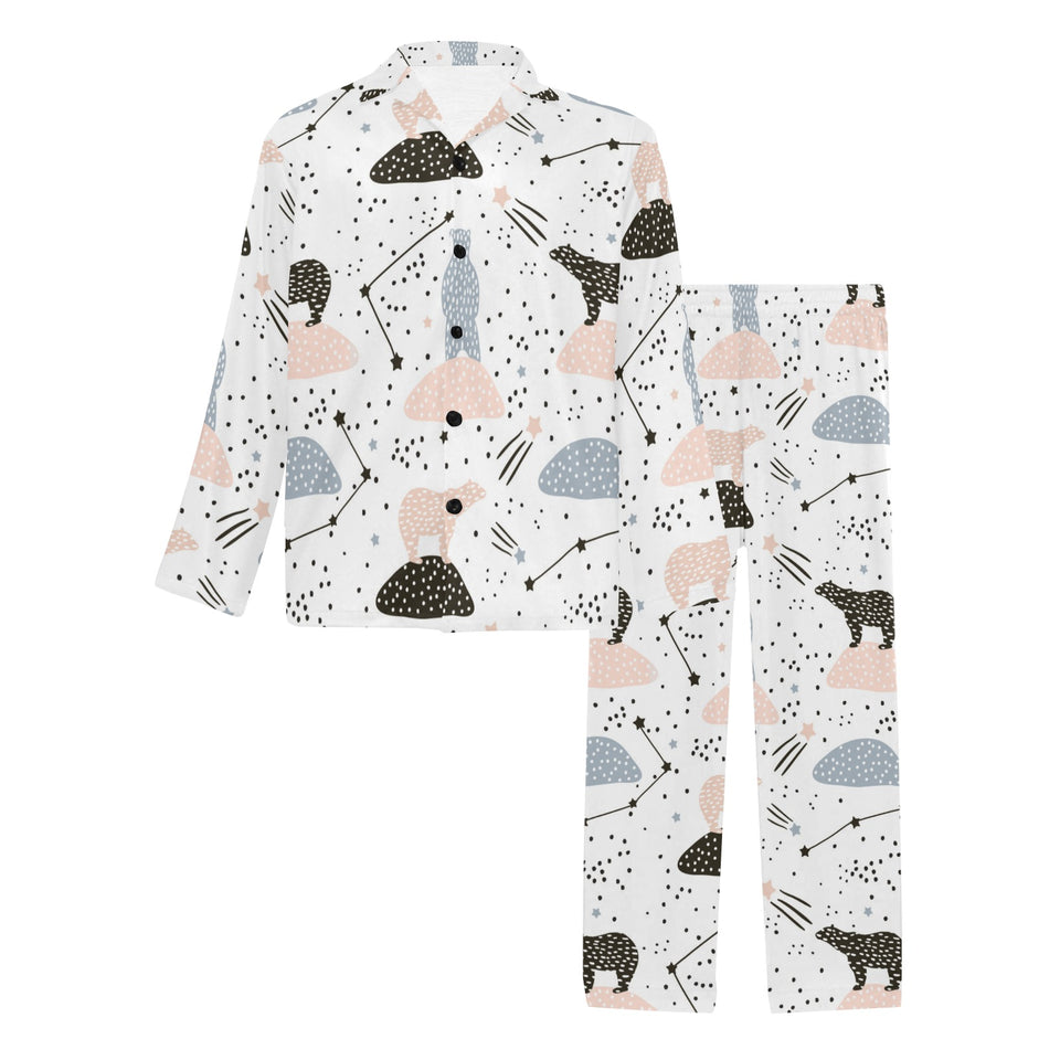 Polar bears star poka dot pattern Men's Long Pajama Set