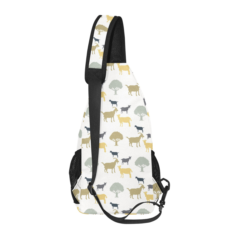 Silhouettes of goat and tree pattern All Over Print Chest Bag