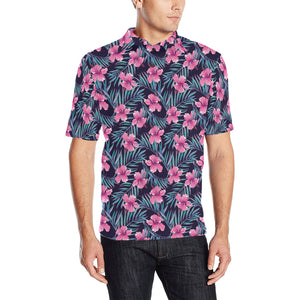 Hibiscus Pattern Print Design 05 Men's All Over Print Polo Shirt