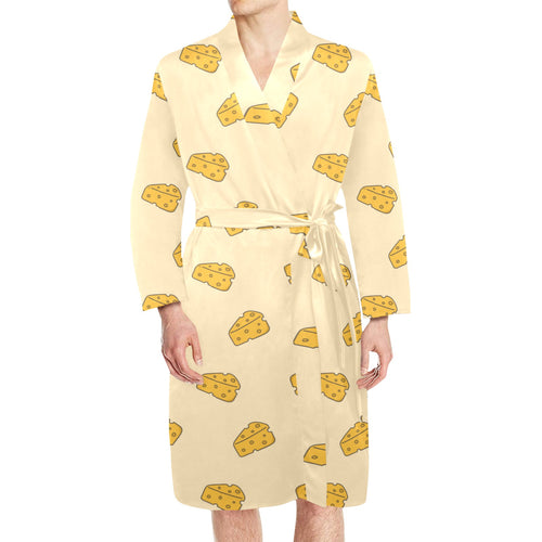 Cheese pattern Men's Long Sleeve Belted Night Robe