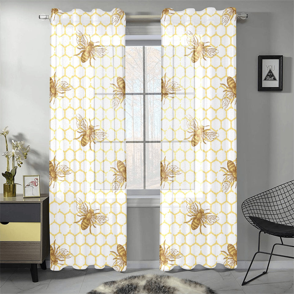 Bee honeycomb seamless design pattern Gauze Curtain