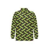 Green Peas Pattern Print Design 05 Men's Long Sleeve Polo Shirt