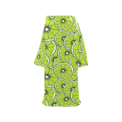 Slices of Lime design pattern Blanket Robe with Sleeves